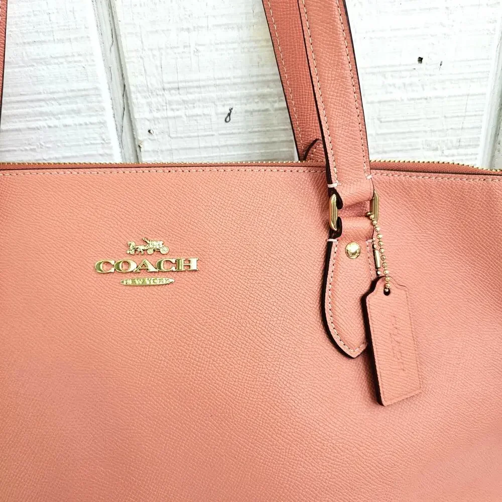 Coach Gallery Tote Bag Light Coral Pink Leather Work Travel Laptop Purse CH285